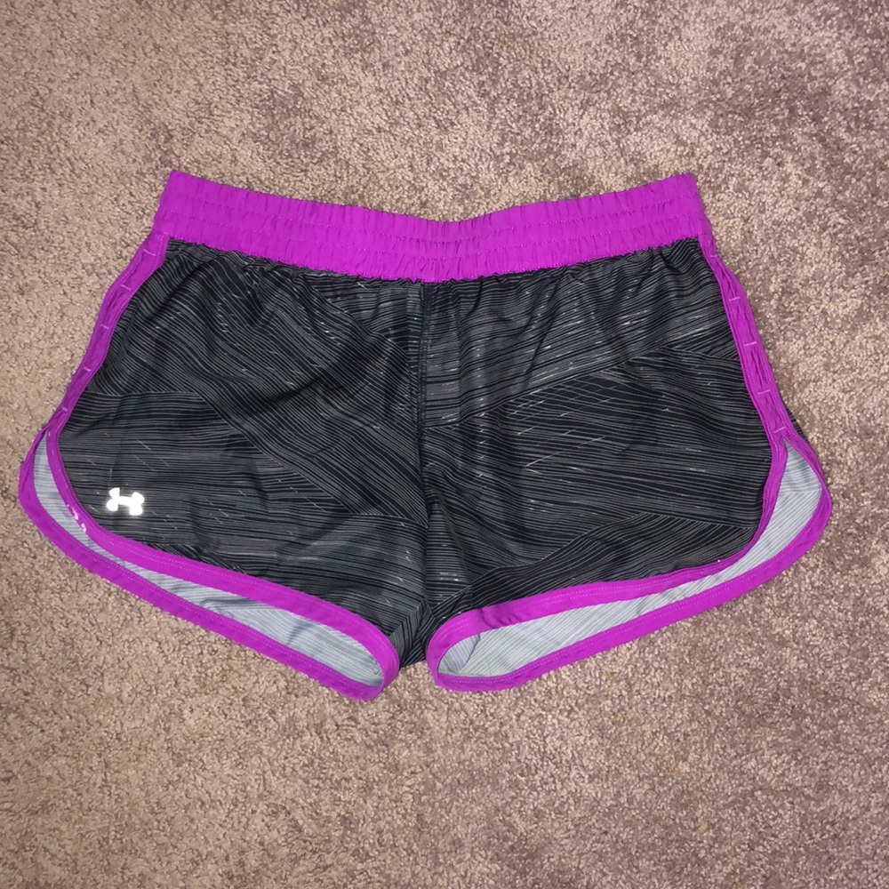 Gray and Purple Under Armour shorts